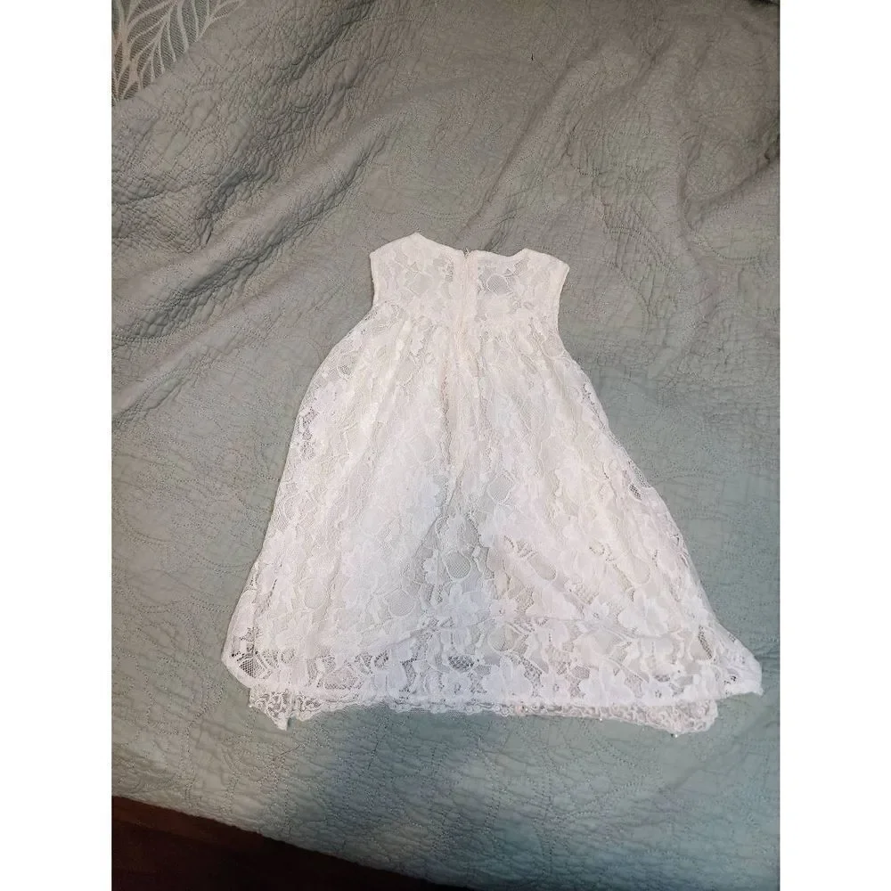 Ivory Lace Dress with Beaded Neckine